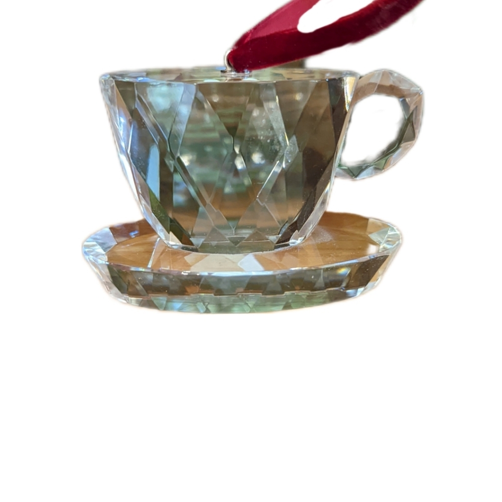 Cut Crystal "Cup & Saucer" Ornament / Sun Catcher